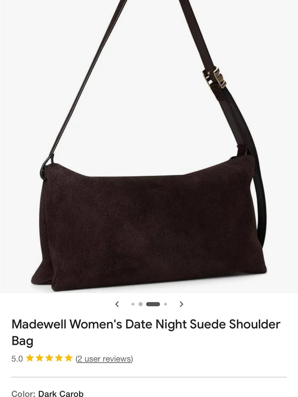 Women’s Suede Shoulder Bag in Dark Brown - Picture 8 of 9
